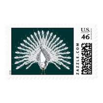 White Peacock Postage Stamps