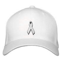 white/pearl awareness ribbon embroidered hats by silly_strings white/pearl awareness ribbon embroidered hats