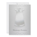 White Pearls White Gown White Baby Christening Custom Invites
