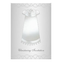 White Pearls White Gown White Christening invitations