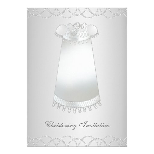 White Pearls White Gown White Christening Custom Invite