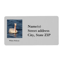 White Pelican Portrait Custom Shipping Label