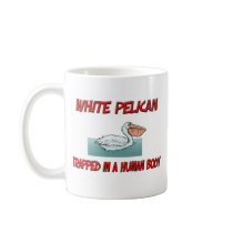 White Pelican trapped in a human body mugs by AnimalShirts White Pelican trapped in a human body mugs