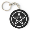 White Pentagram on Black keychains