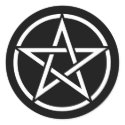 White Pentagram on Black stickers