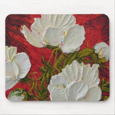 White Peonies Mousepad by OriginalsbyParis