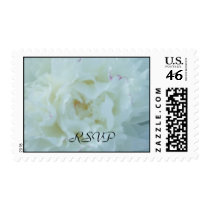 White Peonies RSVP Postage stamps