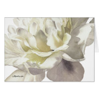 White Peony Fine Art Watercolor Greeting Card