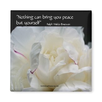 White Peony Inspirational Flower Photo Magnet