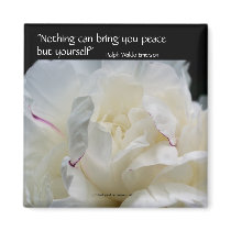 White Peony Inspirational Flower Photo Magnet