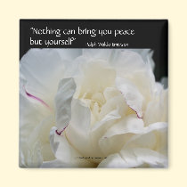 White Peony Inspirational Flower Photo Magnet