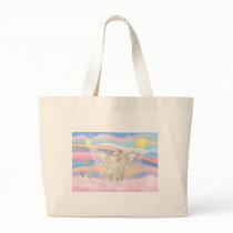 White Persian Cat Angel in Clouds Bags
