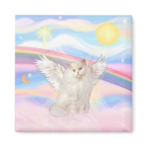 White Persian Cat Angel in Clouds Refrigerator Magnet