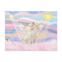 White Persian Cat Angel in Clouds postcards by catartgifts White Persian Cat Angel in Clouds postcards