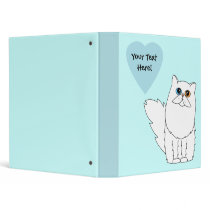 White Persian Cat Blue Heart Binder (Odd Eyes)