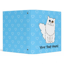 White Persian Cat Blue Heart Binder (Odd Eyes)