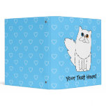 White Persian Cat Blue Heart Binder (Odd Eyes)