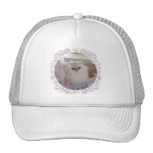 White Persian Cat on a Pink Chair Trucker Hat