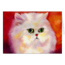 White Persian Cat Portrait Card by jaisjewels White Persian Cat Portrait Card