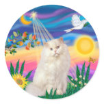 White Persian Cat - Twlight Round Sticker
