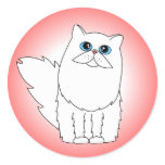 White Persian Cat w/ Blue Eyes Round Sticker