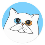 White Persian Cat w/ Odd Eyes Round Sticker