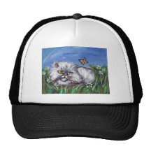 White Persian eyes butterfly Mesh Hat