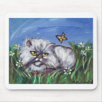 White Persian eyes butterfly mousepads