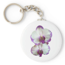White Phalaenopsis Orchids With Pruple Edges keychains