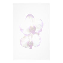 White Phalaenopsis Orchids With Purple Edges stationery