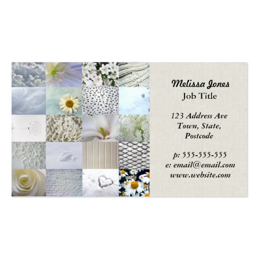 White photography collage business card template (front side)