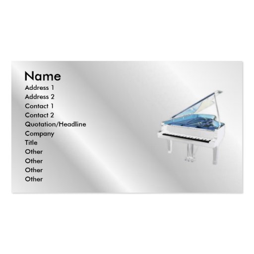 White Piano Profile Card Business Card Templates (front side)