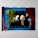White pierrot with unicorn, poster
