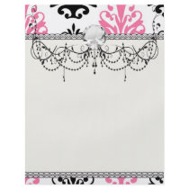 white pink and black chic damask flyer design