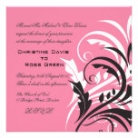 White, pink, black, wedding invitation invitations