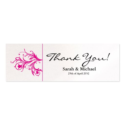 White & Pink floral Wedding favor Gift tag Business Card (back side)