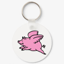 White Pink Flying Pig keychains by WhiteTiger_LLC White Pink Flying Pig keychains