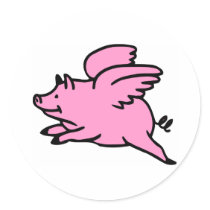 White Pink Flying Pig Sticker