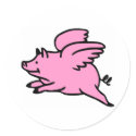 White Pink Flying Pig stickers