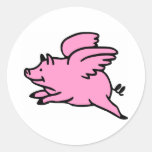 White Pink Flying Pig Sticker