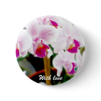 White & Pink Orchids Button Pin