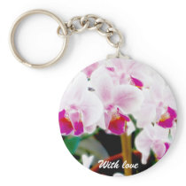 White & Pink Orchids Keychain