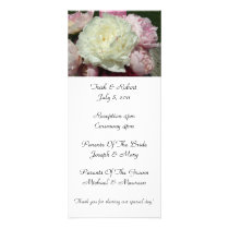 White Pink Peonies / Peony Wedding Program rack cards