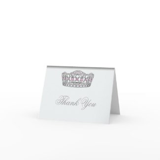 White Pink Princess Tiara Princess Thank You card