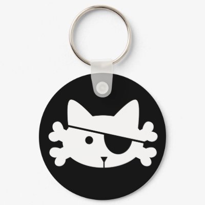 White Pirate Cat - keychain by twilight_cat