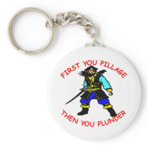 White Pirate Pillage Then Plunder Keychain