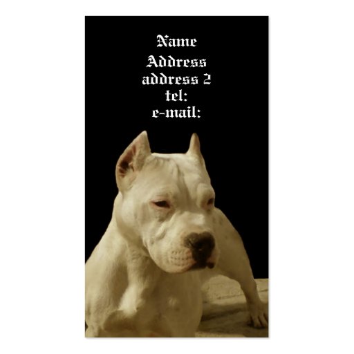 White pitbull business card (front side)