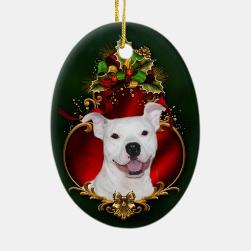white pitbull christmas ceramic ornament zazzle white pitbull christmas ceramic ornament zazzle