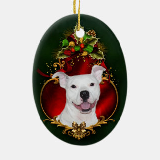 white pitbull christmas christmas tree ornament white pitbull christmas christmas tree ornament
