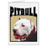 White Pitbull greeting card